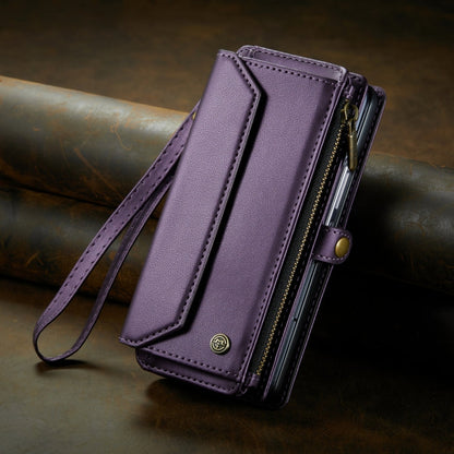 For Samsung Galaxy Z Fold4 CaseMe C36 Card Slots Zipper Wallet RFID Anti-theft Leather Phone Case(Purple)