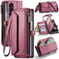 For Samsung Galaxy Z Fold4 CaseMe C36 Card Slots Zipper Wallet RFID Anti-theft Leather Phone Case(Wine Red)