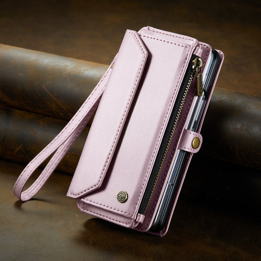 For Samsung Galaxy Z Fold5 CaseMe C36 Card Slots Zipper Wallet RFID Anti-theft Leather Phone Case(Pink)
