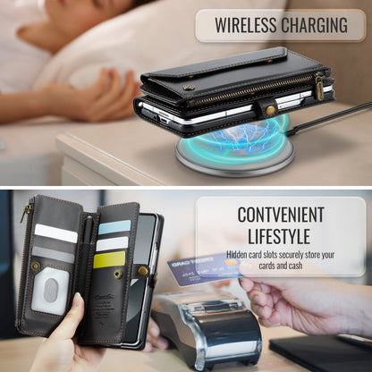 For Samsung Galaxy Z Fold6 5G CaseMe C36 Card Slots Zipper Wallet RFID Anti-theft Leather Phone Case(Black)