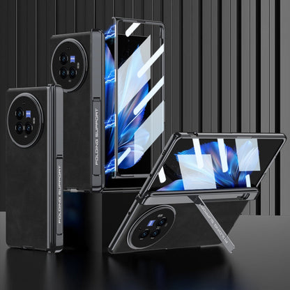 Pour vivo X Fold3 Pro GKK Coque de téléphone antichoc en cuir avec charnière magnétique intégrée (noir mat)