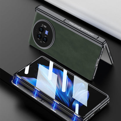 Pour l'étui de téléphone antichoc en cuir GKK Integrated Magnetic Fold Hinge pour vivo X Fold3 Pro (marron mat)