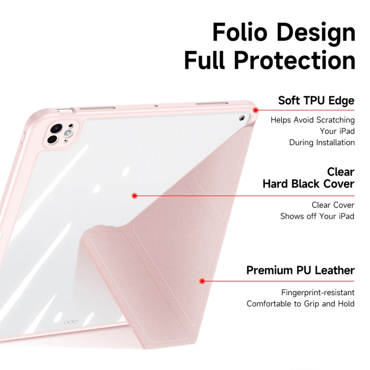 For iPad Pro 11 2025 / 2024 DUX DUCIS Magi Series Smart Leather Tablet Case(Pink)