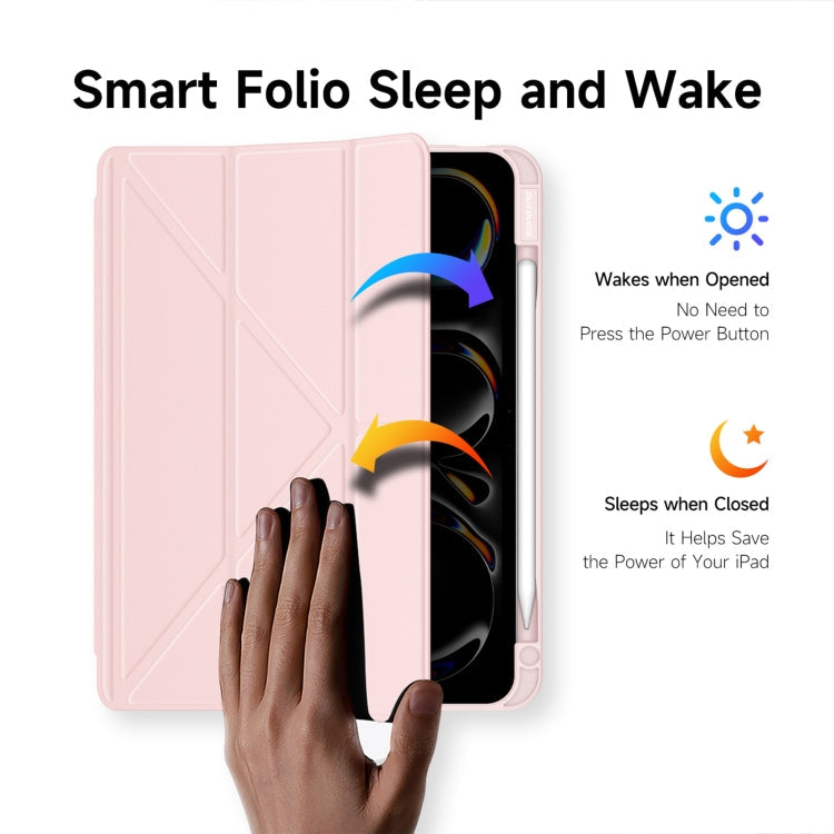 For iPad Pro 11 2025 / 2024 DUX DUCIS Magi Series Smart Leather Tablet Case(Pink)