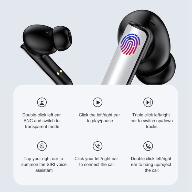 Langsdom TA03 ANC Active Noise Reduction Wireless Bluetooth Earphone(Black)