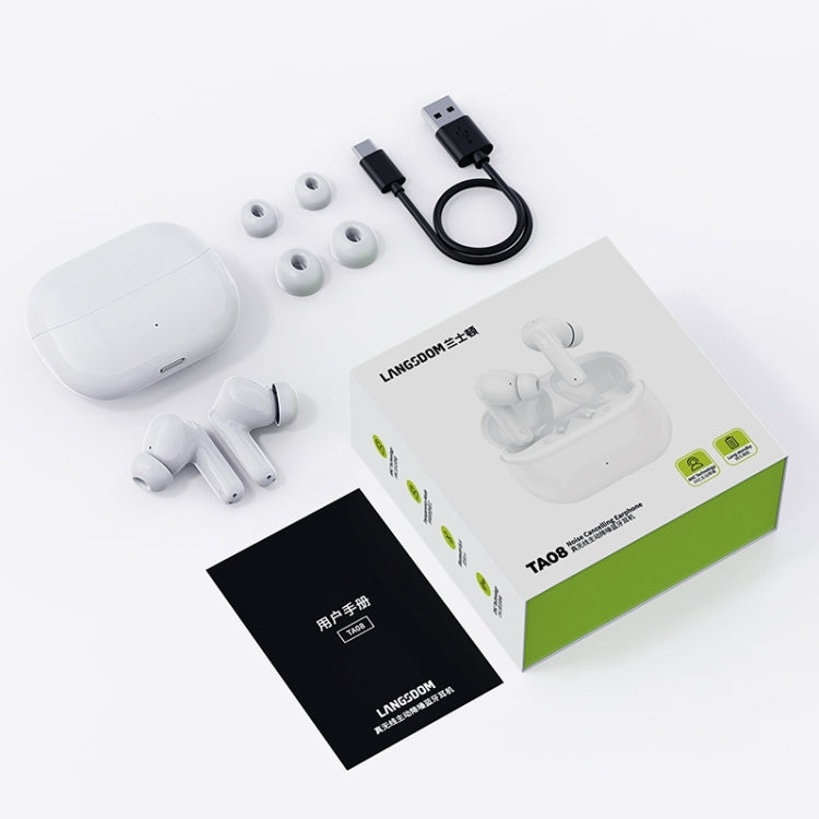 Langsdom TA08 Active Noise Reduction Wireless Bluetooth Earphone(White)