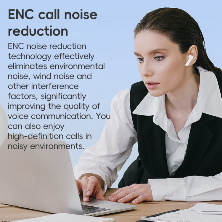 Langsdom TA08 Active Noise Reduction Wireless Bluetooth Earphone(White)