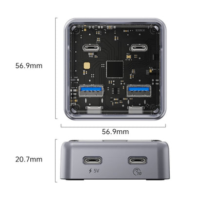 ORICO XHJ2U2C-G2 4-Port Compact Zinc Alloy USB 3.0 HUB Expand Converter(Silver)