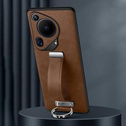 For Huawei Pura 70 Ultra SULADA PC Hybrid Leather Texture Skin Feel Shockproof Phone Case(Brown)