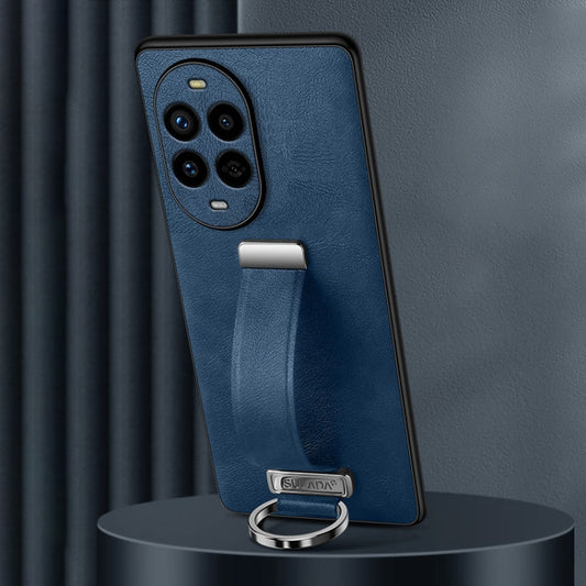 Pour Huawei nova 13 Pro SULADA Coque de téléphone antichoc en PC hybride avec texture cuir (Bleu)