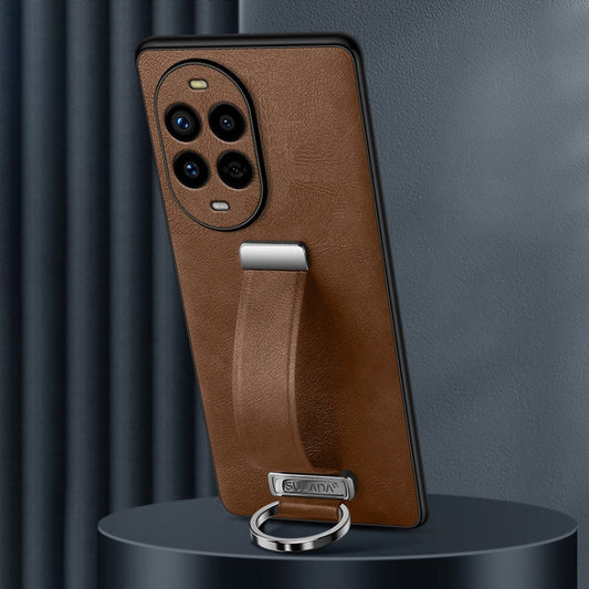 Pour Huawei nova 13 Pro SULADA PC Coque de téléphone antichoc en cuir hybride (marron)