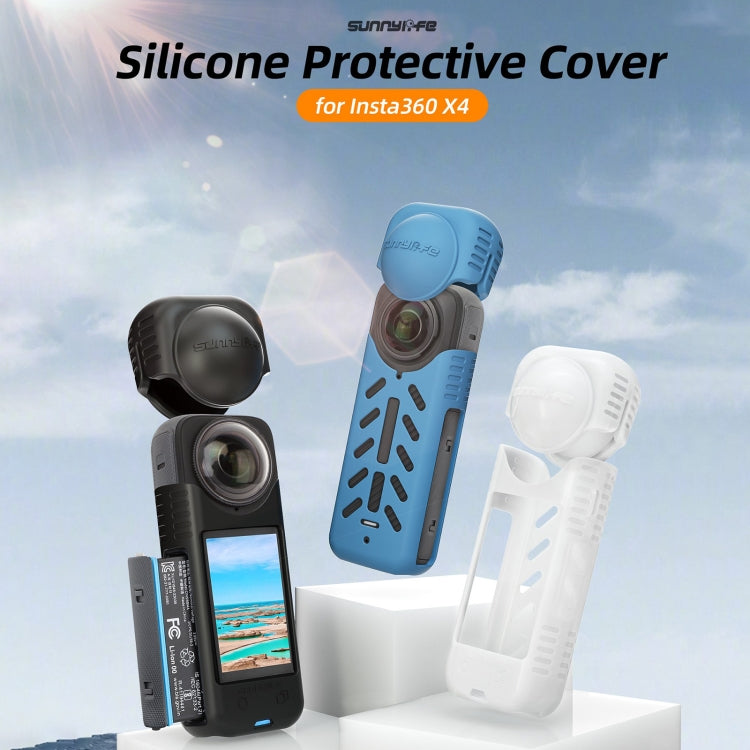 For Insta360 X4 / X5 Sunnylife Silicone Shockproof Case Lens Cover(Transparent)