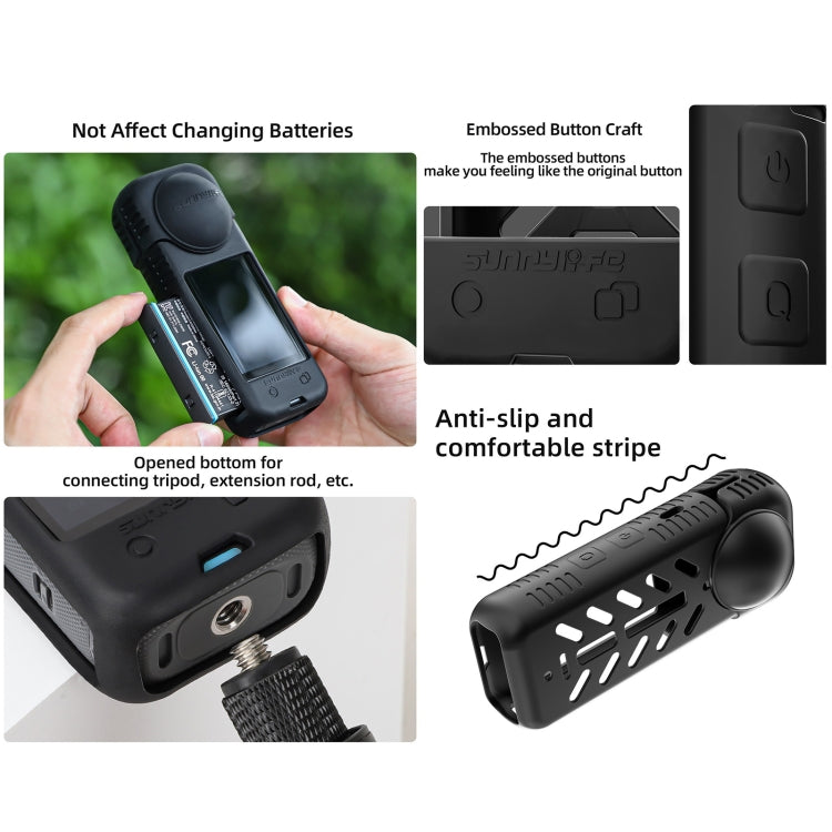 For Insta360 X4 / X5 Sunnylife Silicone Shockproof Case Lens Cover(Transparent)