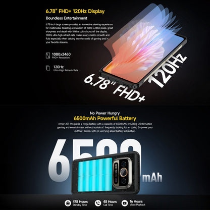 [Entrepôt de Hong Kong] Téléphone robuste Ulefone Armor 25T Pro, 8 Go+256 Go, imagerie thermique, Android 15 de 6,78 pouces, MediaTek Dimensity 6300 Octa Core, Réseau : 5G, NFC (Noir givré)