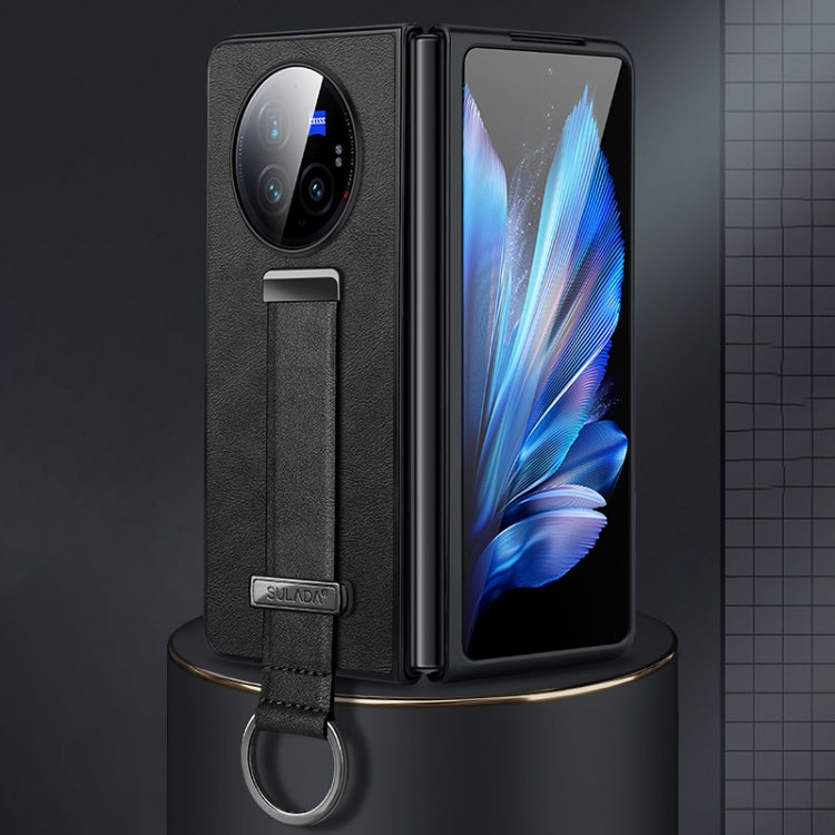 For vivo X Fold3 Pro SULADA PC + Leather Texture Skin Feel Shockproof Phone Case(Black)