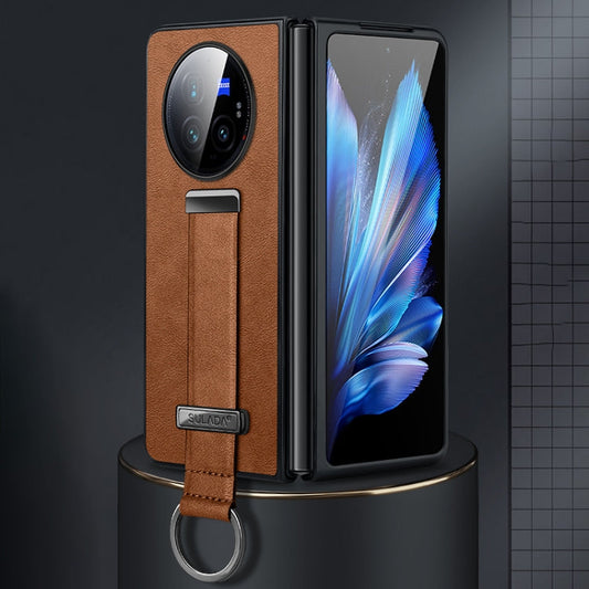 For vivo X Fold3 Pro SULADA PC + Leather Texture Skin Feel Shockproof Phone Case(Brown)