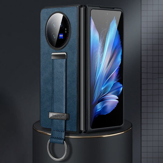 For vivo X Fold3 SULADA PC + Leather Texture Skin Feel Shockproof Phone Case(Blue)
