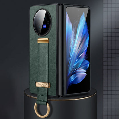 For vivo X Fold3 SULADA PC + Leather Texture Skin Feel Shockproof Phone Case(Green)