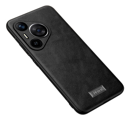For Huawei Pura 70 Pro / 70 Pro+ SULADA Shockproof TPU Hybrid Handmade Leather Phone Case(Black)