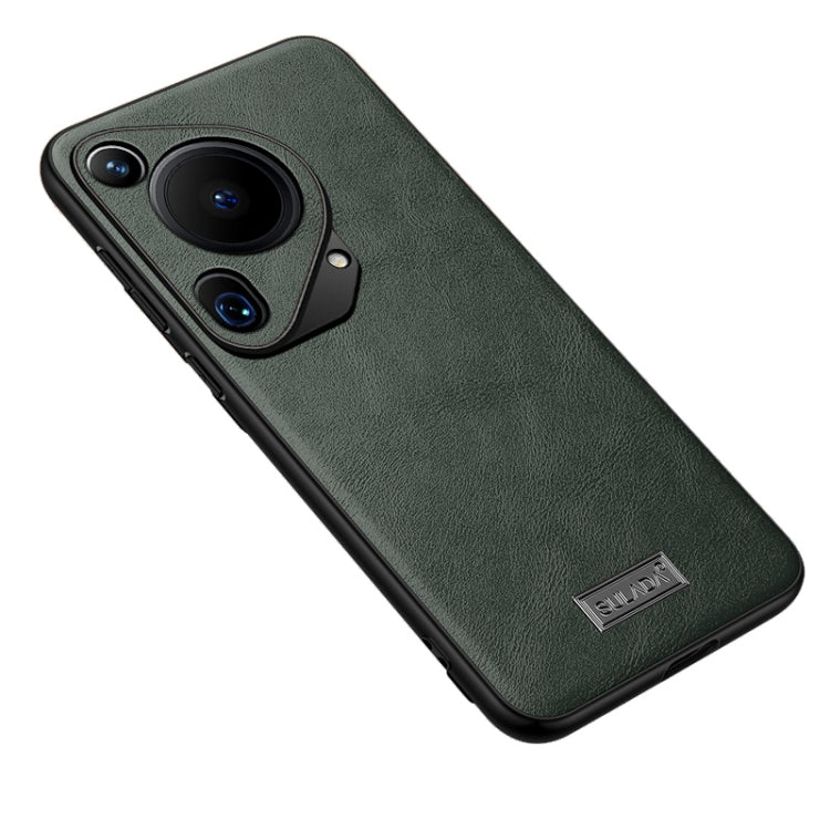 For Huawei Pura 70 Ultra SULADA Shockproof TPU Hybrid Handmade Leather Phone Case(Green)