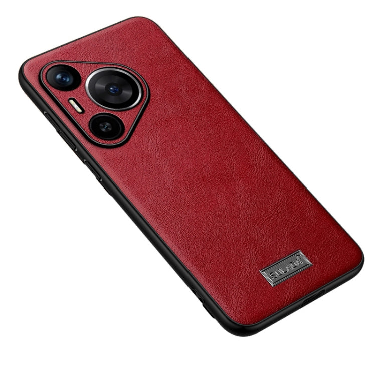 For Huawei Pura 70 SULADA Shockproof TPU Hybrid Handmade Leather Phone Case(Red)