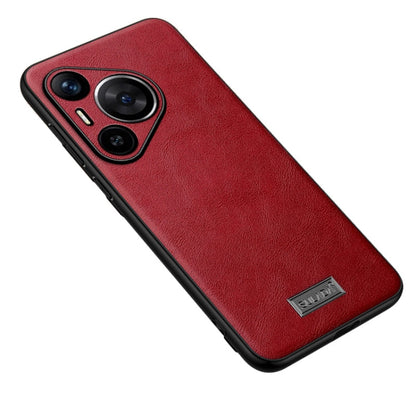 For Huawei Pura 70 SULADA Shockproof TPU Hybrid Handmade Leather Phone Case(Red)