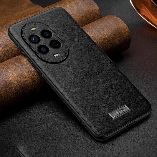 Pour Huawei nova 13 Pro Étui de téléphone SULADA antichoc en TPU hybride fait main en cuir (noir)