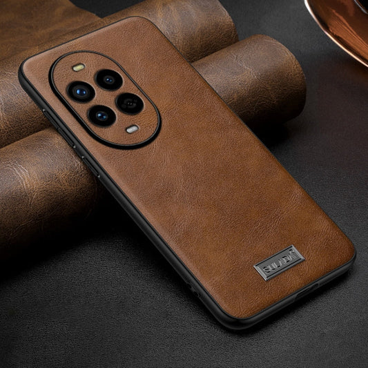 Pour Huawei nova 13 Pro SULADA antichoc TPU hybride cuir fait main étui de téléphone (marron)