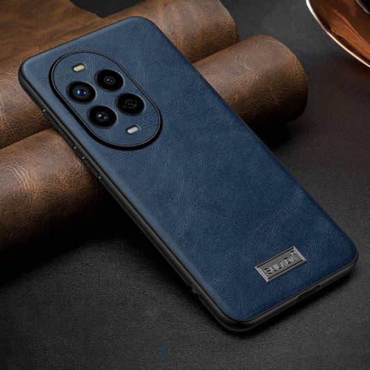 Pour Huawei nova 13 Pro SULADA Coque de Téléphone Antichoc Hybride en TPU et Cuir Faite Main (Bleu)