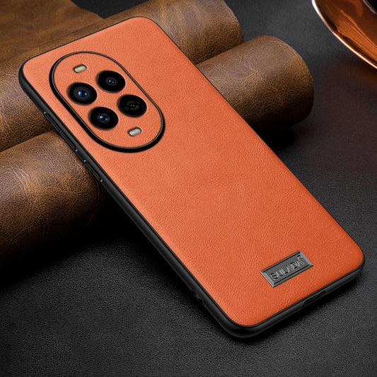 Pour Huawei nova 13 Pro Étui de téléphone SULADA antichoc hybride en cuir fait à la main (Orange)