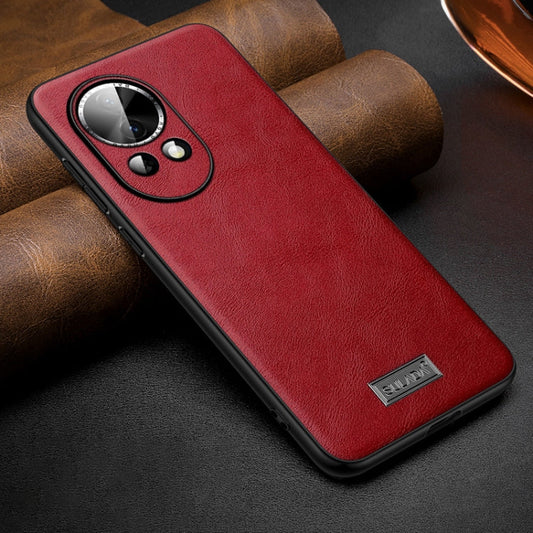 Pour Huawei nova 12 / nova 13 Étui de téléphone en cuir hybride antichoc TPU fait à la main SULADA (rouge)