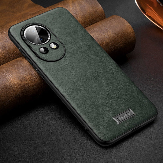Pour Huawei nova 12 / nova 13 SULADA Housse de téléphone antichoc en cuir hybride TPU fait main (vert)