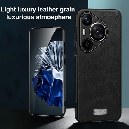 For Huawei Pura 70 SULADA Shockproof TPU Hybrid Handmade Leather Phone Case(Red)