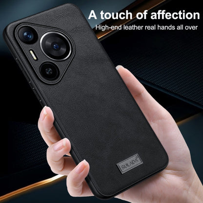 For Huawei Pura 70 Pro / 70 Pro+ SULADA Shockproof TPU Hybrid Handmade Leather Phone Case(Black)