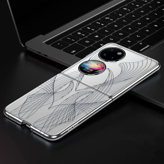 Pour Huawei P50 Pocket Coque de téléphone en PC texturée gravée au laser électroplaquée SULADA (blanc)