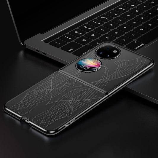 Pour Huawei P50 Pocket Coque de téléphone en PC texturée avec gravure laser électrolytique SULADA (Noir)