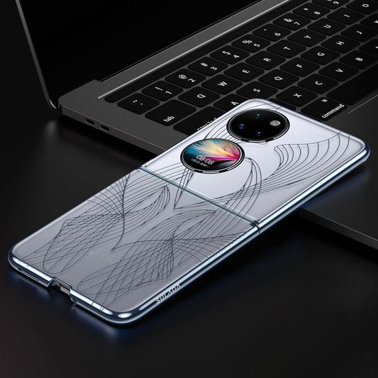 Pour Huawei P50 Pocket Coque de téléphone en PC texturé gravé au laser électrolytique SULADA (bleu)