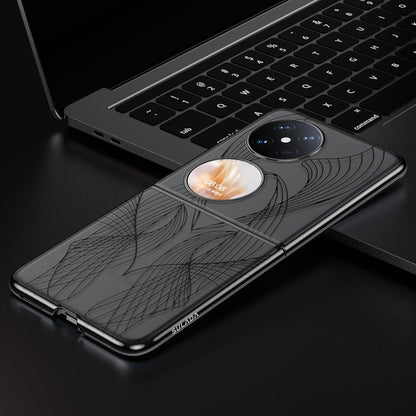 Pour Huawei Pocket 2 SULADA Coque de téléphone en PC texturée avec gravure laser électrolytique (noir)