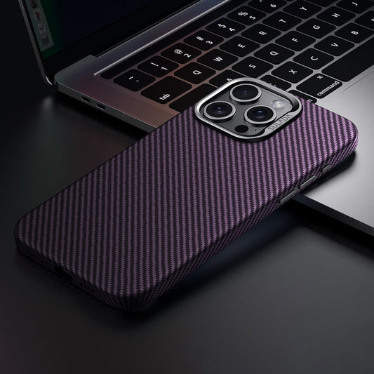 Pour iPhone 14 Pro Max SULADA 600D Coque de téléphone antichoc en PC à texture Kevlar (Violet)
