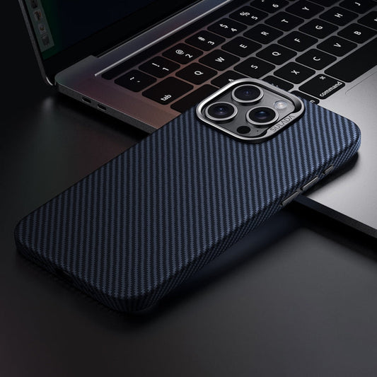 Pour iPhone 14 Pro Max SULADA Coque de Téléphone Antichoc en PC Texture Kevlar 600D (Bleu)