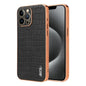 For iPhone 13 Pro AZNS Electroplated Frame Crocodile Texture Full Coverage Phone Case(Black)