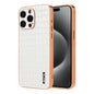 For iPhone 15 Pro Max AZNS Electroplated Frame Crocodile Texture Full Coverage Phone Case(White)