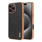 For iPhone 16 Pro AZNS Electroplated Frame Crocodile Texture Full Coverage Phone Case(Black)