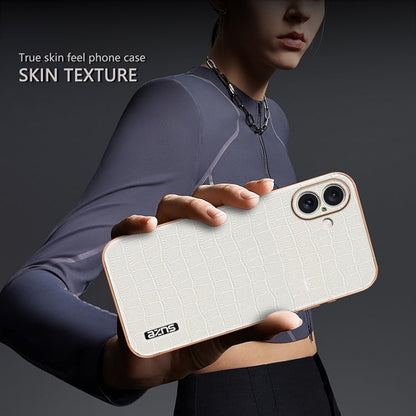 For iPhone 16 AZNS Electroplated Frame Crocodile Texture Full Coverage Phone Case(Blue)