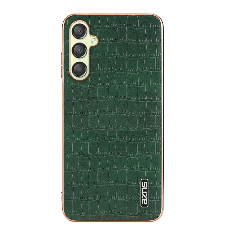 For Samsung Galaxy A05s / M14 AZNS Electroplated Frame Crocodile Texture Full Coverage Phone Case(Green)