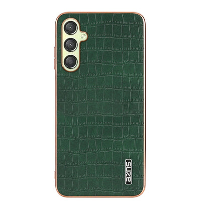 For Samsung Galaxy A05s / M14 AZNS Electroplated Frame Crocodile Texture Full Coverage Phone Case(Green)