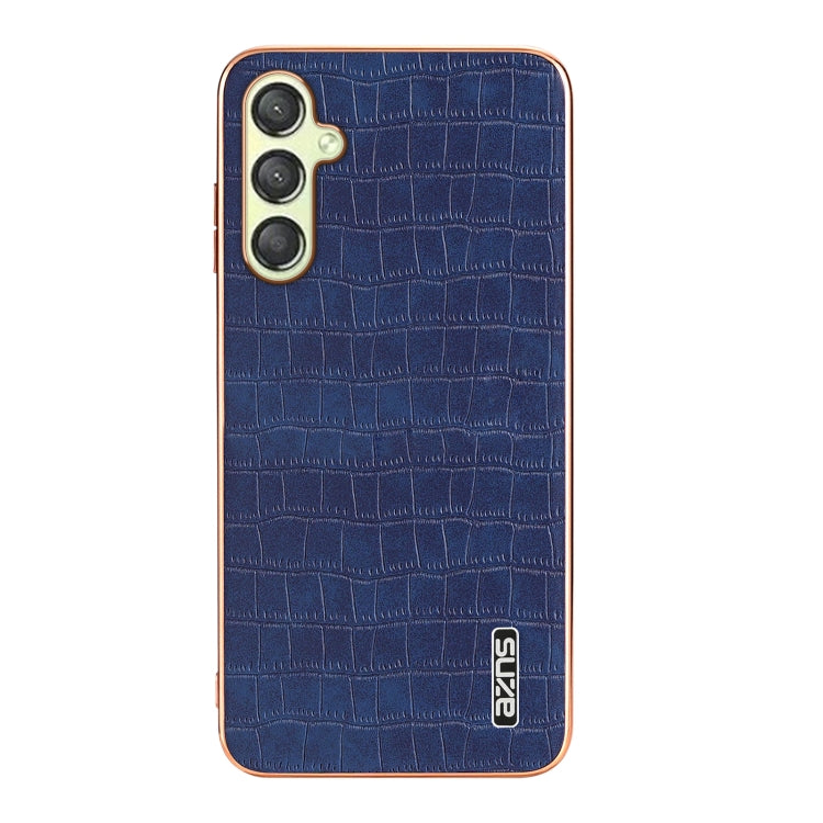 For Samsung Galaxy A05s / M14 AZNS Electroplated Frame Crocodile Texture Full Coverage Phone Case(Blue)
