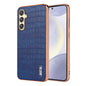 For Samsung Galaxy A14 AZNS Electroplated Frame Crocodile Texture Full Coverage Phone Case(Blue)