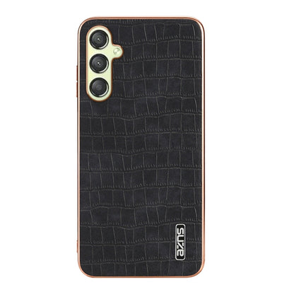 For Samsung Galaxy A15 AZNS Electroplated Frame Crocodile Texture Full Coverage Phone Case(Black)