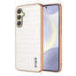 For Samsung Galaxy A15 AZNS Electroplated Frame Crocodile Texture Full Coverage Phone Case(White)